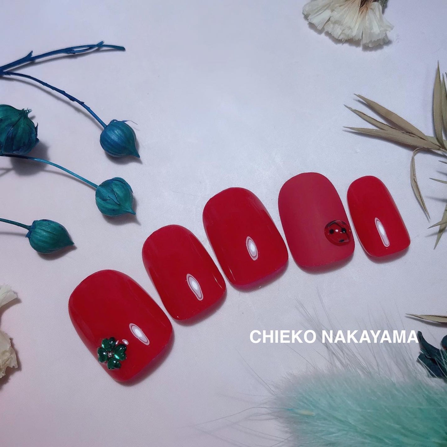 なかやまちえこ on LIPS 「てんとう虫がいるよ⠀⠀365日ネイル102日め⠀#nail#n..」(1枚目)