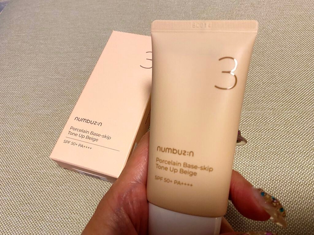 3番 ノーファンデ陶器肌トーンアップクリーム/numbuzin/化粧下地を使ったクチコミ(2枚目)