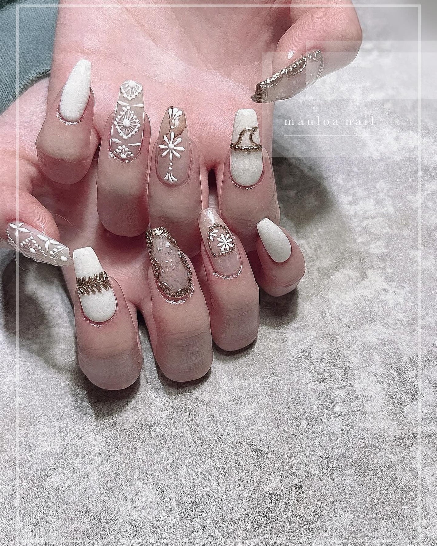 mauloa_nail on LIPS 「・手書きアート🎨🤍いつもありがとうございます🥰✨・・・・・・#..」(1枚目)