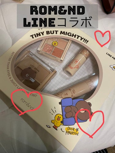 rom&ndのLINE FRIENDS EDITION を紹介していきます❤

全部で4つ入っていて、
①グリッターパレット
②ブラウンのマットパレット
③ミニティント
④普通のティント

が入っていま