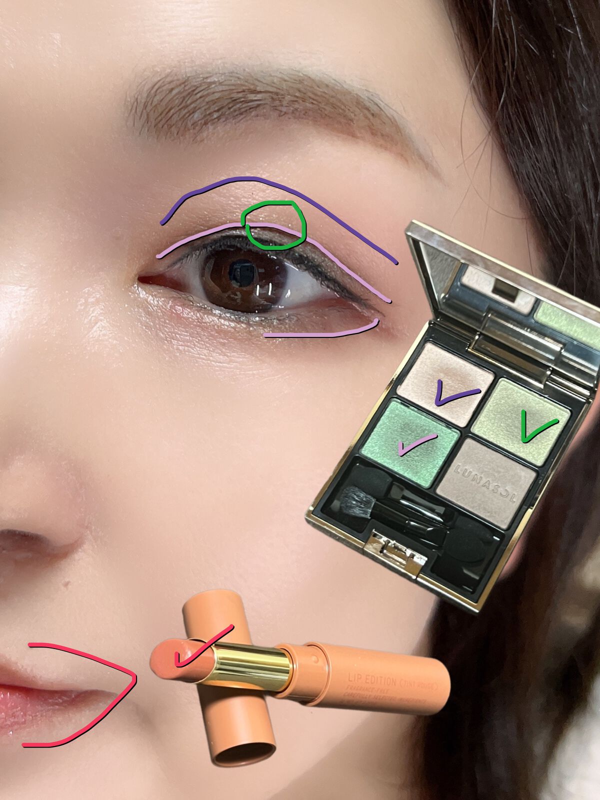 アイカラーレーション 10 Vintage Moss/LUNASOL/アイシャドウパレットを使ったクチコミ（2枚目）