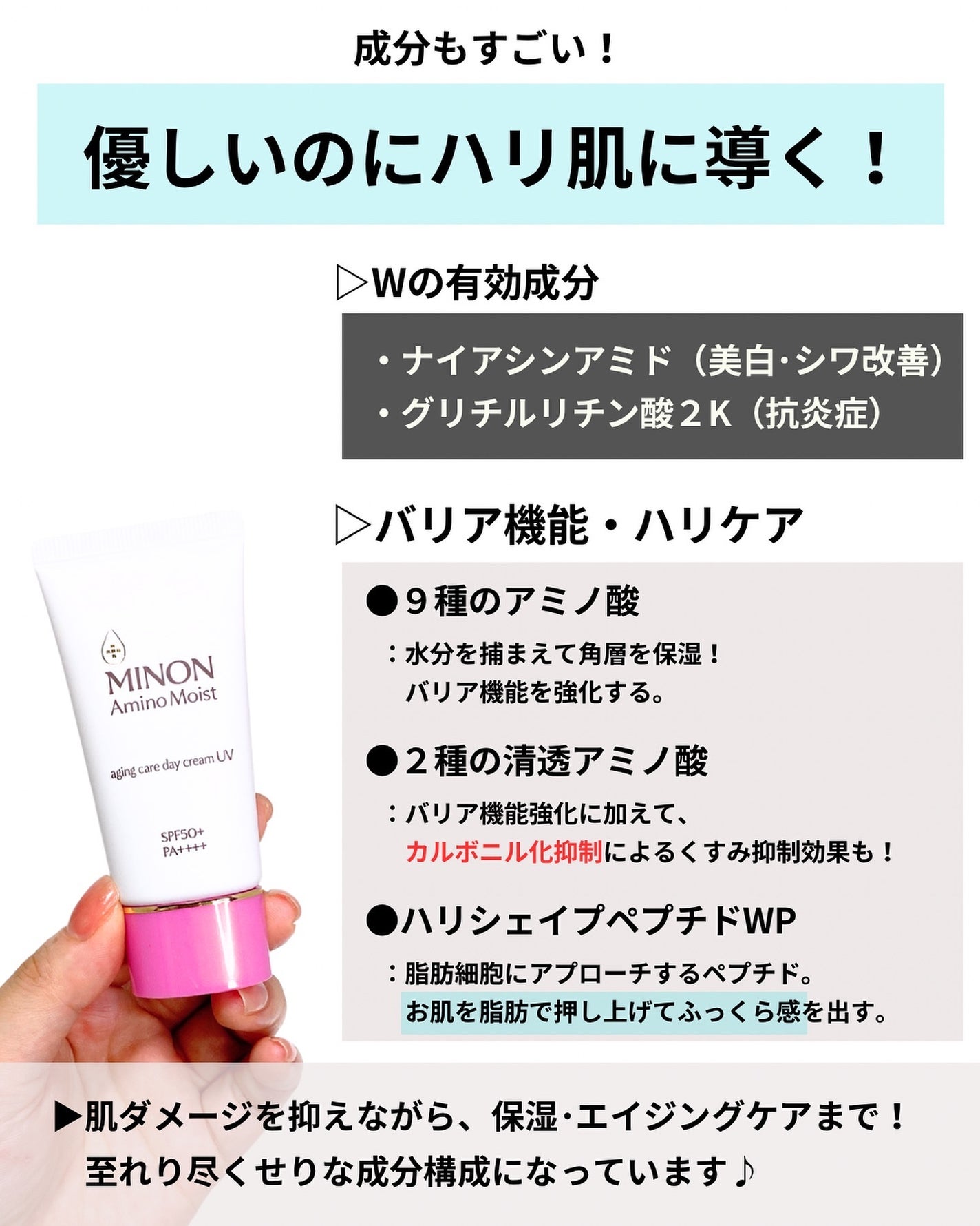 ミノン アミノモイスト エイジングケア デイクリームUV/ミノン/日焼け止めクリームを使ったクチコミ(7枚目)