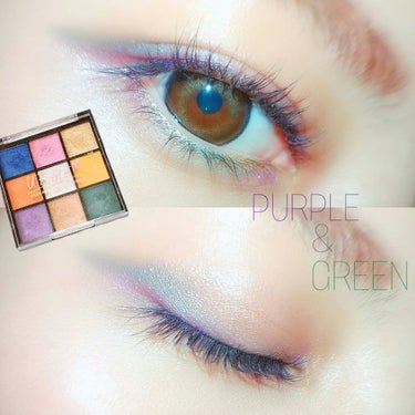 U R GLAM UR GLAM　BLOOMING EYE COLOR PALETTEのクチコミ「PURPLE&GREENメイク﻿
﻿
﻿
服とのリンクメイクです💜💚﻿
﻿
メンバーカラーが紫.....」（1枚目）