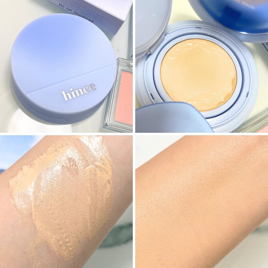セカンドスキンメッシュマットクッション 21 アイボリー（24 BLUE DIVE）/hince/クッションファンデーションを使ったクチコミ（2枚目）