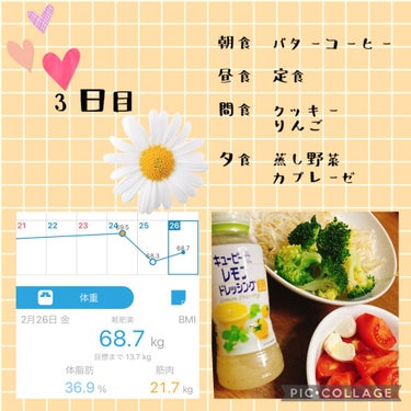 3日目、4日目ー。
3日坊主にはならなかった…_(:3 」∠)_
4日目昼が外食だったので夜は食物繊維たっぷりキノコ(大量)と鶏肉、大好きな春菊を鍋で！！
贅沢な鍋でした( 'ω')ŧ‹"ŧ‹"
あとも