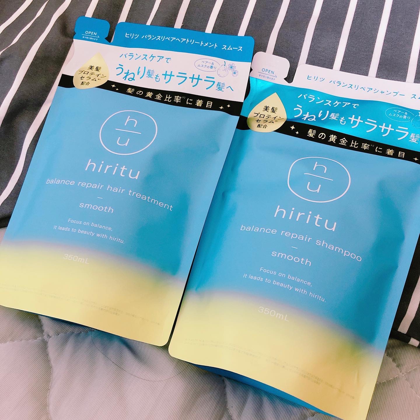 バランスリペア シャンプー/ヘアトリートメント スムース ヘアトリートメント詰め替え（350mL）/hiritu/市販シャンプーを使ったクチコミ（1枚目）