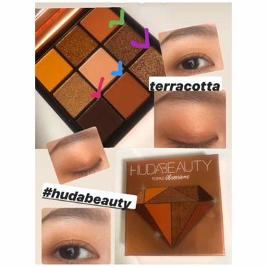 Huda Beauty Obsessions Eyeshadow Paletteのクチコミ「メイク記録🦖♥️ #HUDABEAUTY 

#hudabeauty の　#アイシャドウパレッ.....」（1枚目）