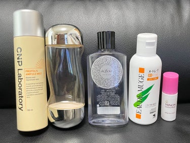 【使い切り忘備録】

🌟化粧水(2021.2月ごろ〜4月末)🌟

画像左から
▶︎CNP
プロポリス　アンプルミスト
→最初はお風呂上がり1番に使用してましたが、途中から朝用の拭き取り化粧水として使用。