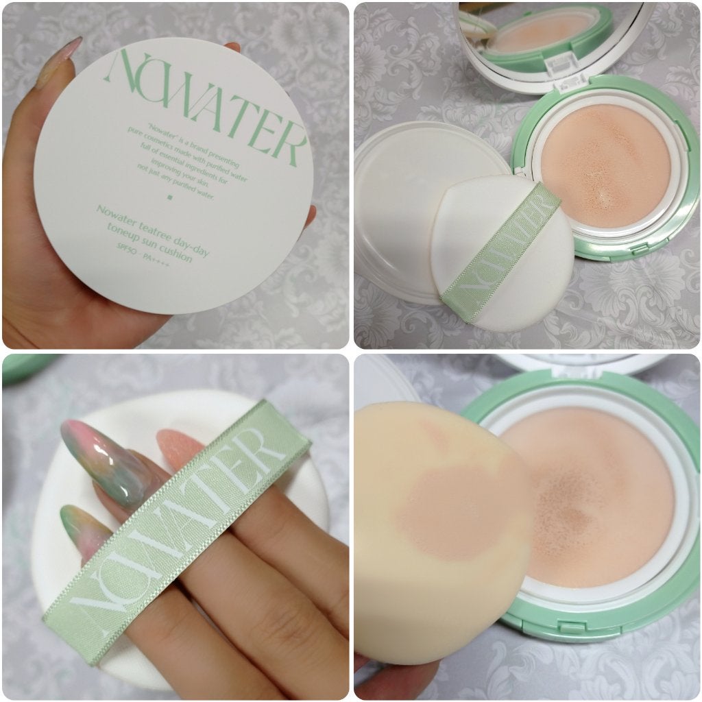 ティーツリーデイデイトーンアップサンクッション/NOWATER/日焼け止めローションを使ったクチコミ(2枚目)