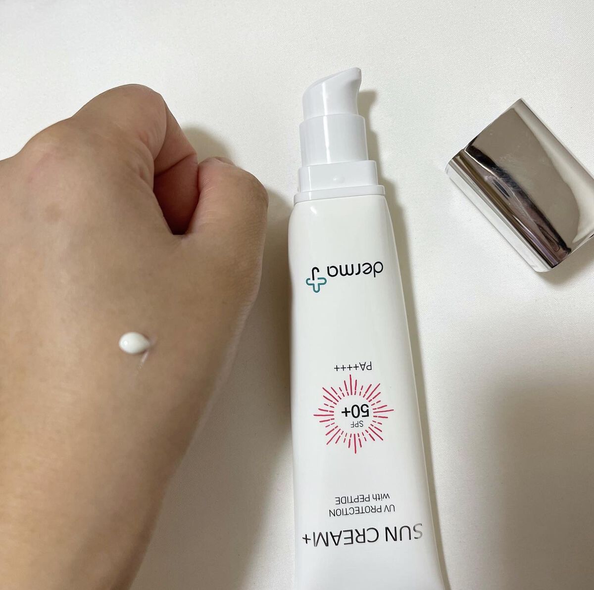サンクリーム＋/ DermaJ/日焼け止めクリームを使ったクチコミ（3枚目）