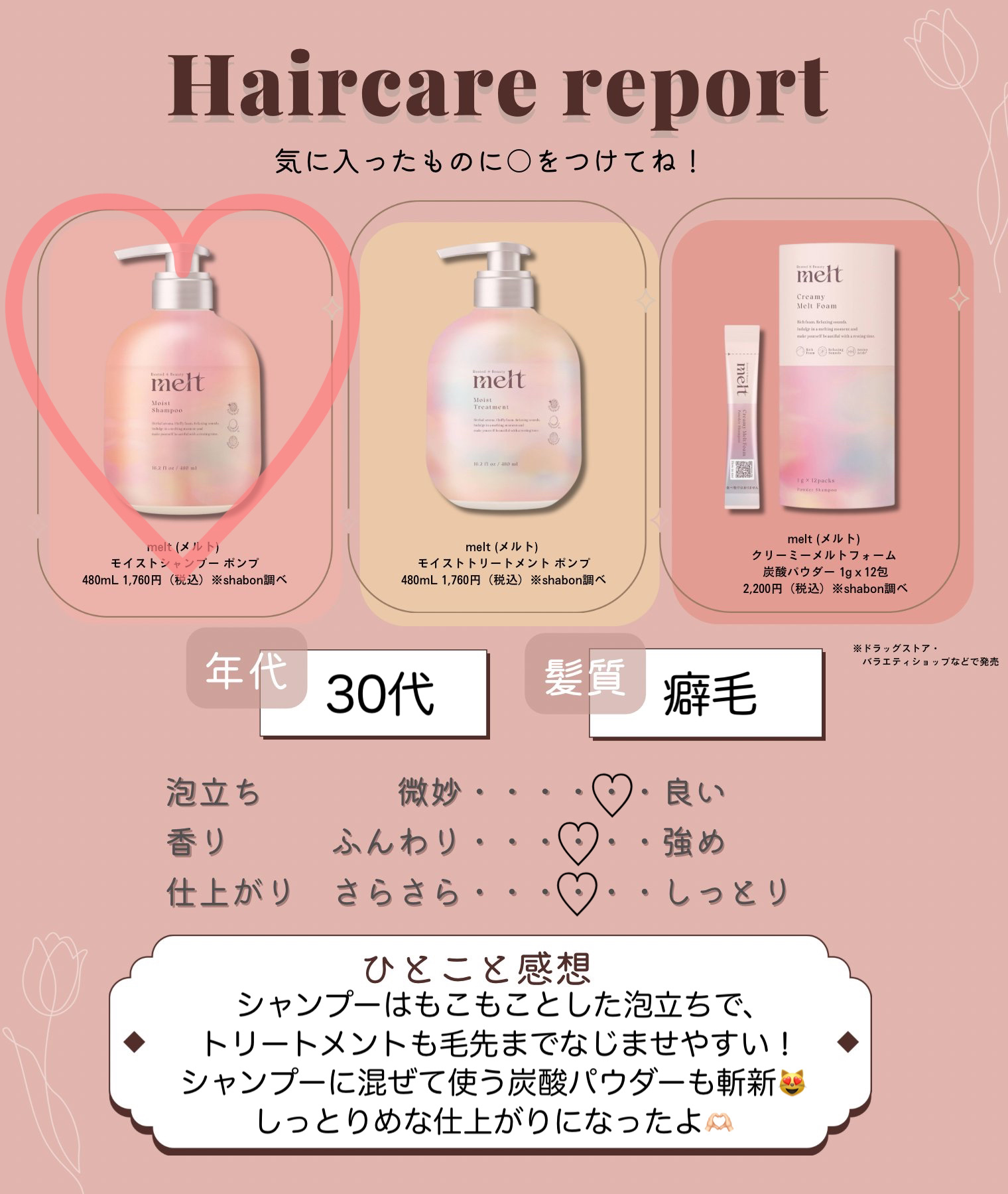 メルト モイストシャンプー／トリートメント/melt/市販シャンプーを使ったクチコミ（2枚目）