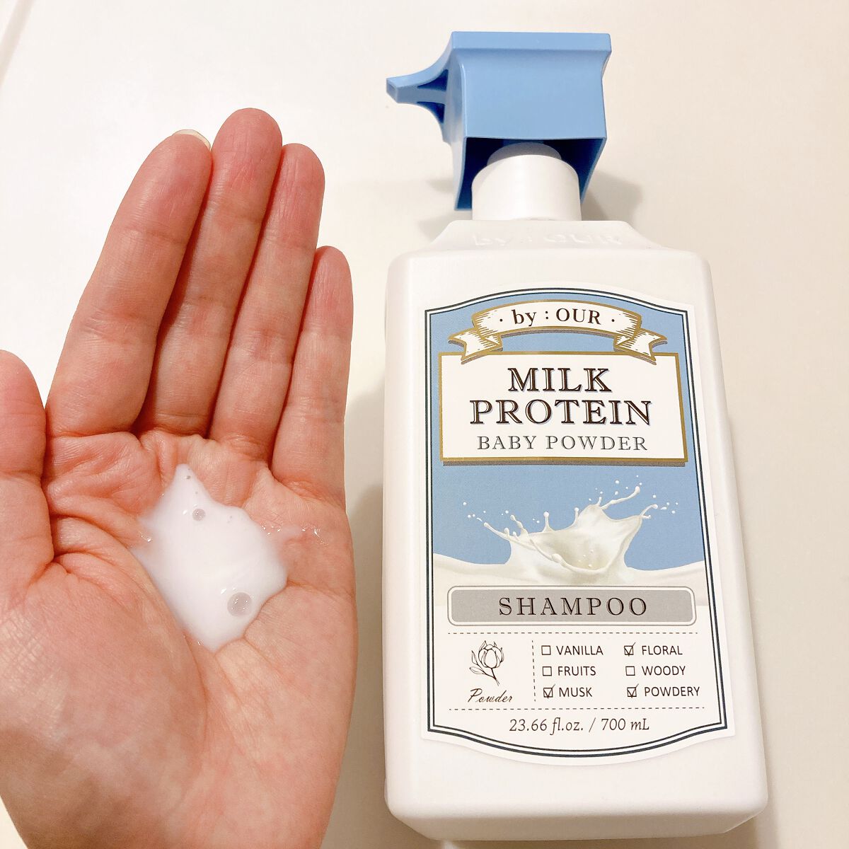 ミルクプロテイン ボディクレンザー ベビーパウダー/by : OUR/ボディソープを使ったクチコミ(2枚目)