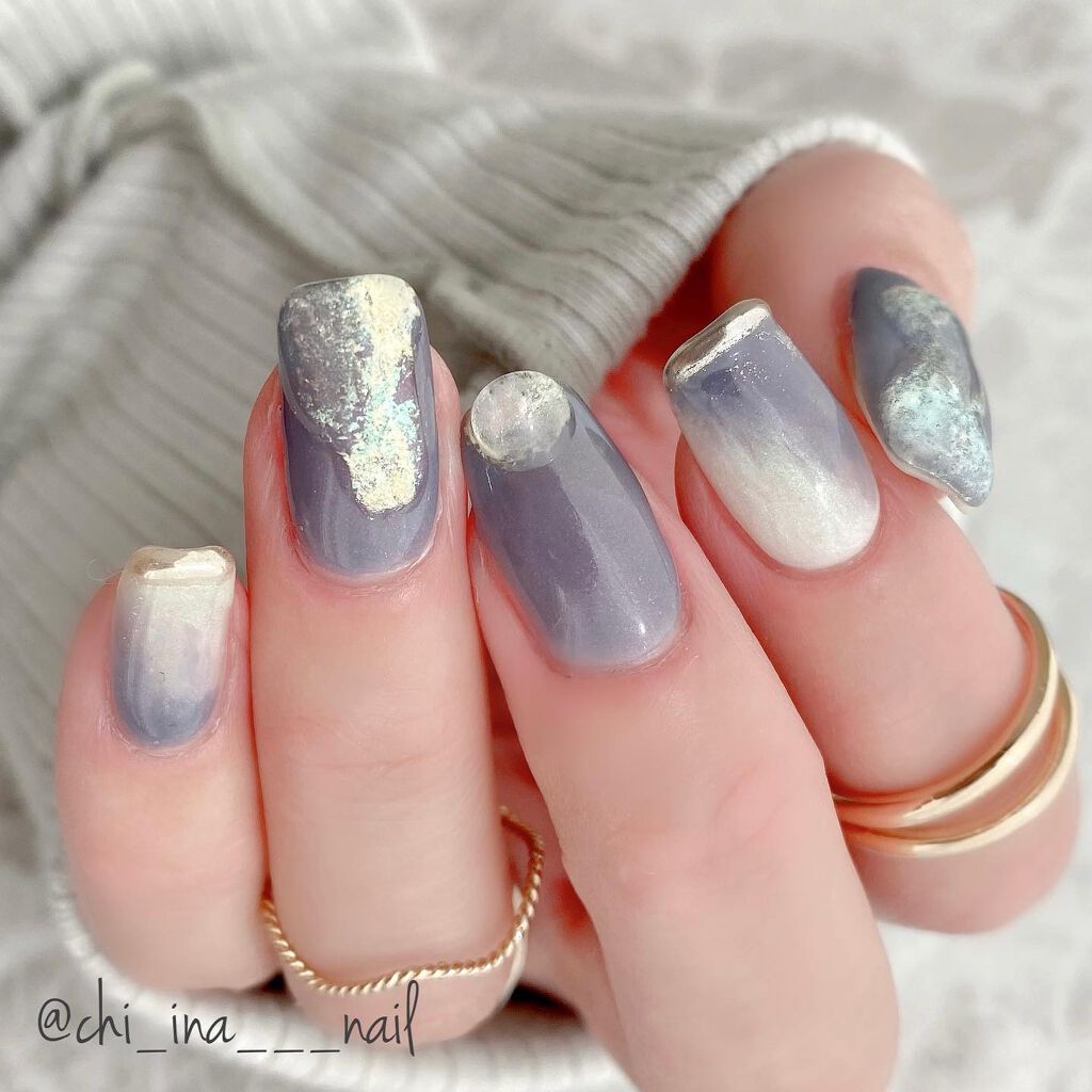 #冬ネイル,#水彩ネイル,#雪ネイル,#独学ネイル,#ちゅるんネイル,#ちゅるちゅるネイル,#セルフジェルネイル,#くすみネイル,#淡色ネイル,#おうちネイルのネイルデザイン