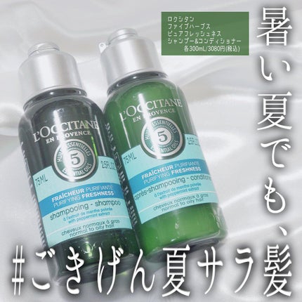 ファイブハーブス ピュアフレッシュネス シャンプー/コンディショナー/L'OCCITANE/市販シャンプーを使ったクチコミ(1枚目)