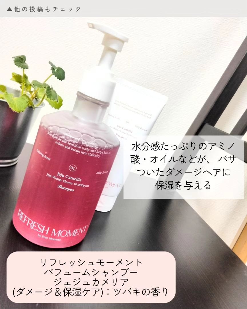 リフレッシュモーメントパフュームシャンプー/トリートメント Jeju Camellia/Free Moment /市販シャンプーを使ったクチコミ(2枚目)