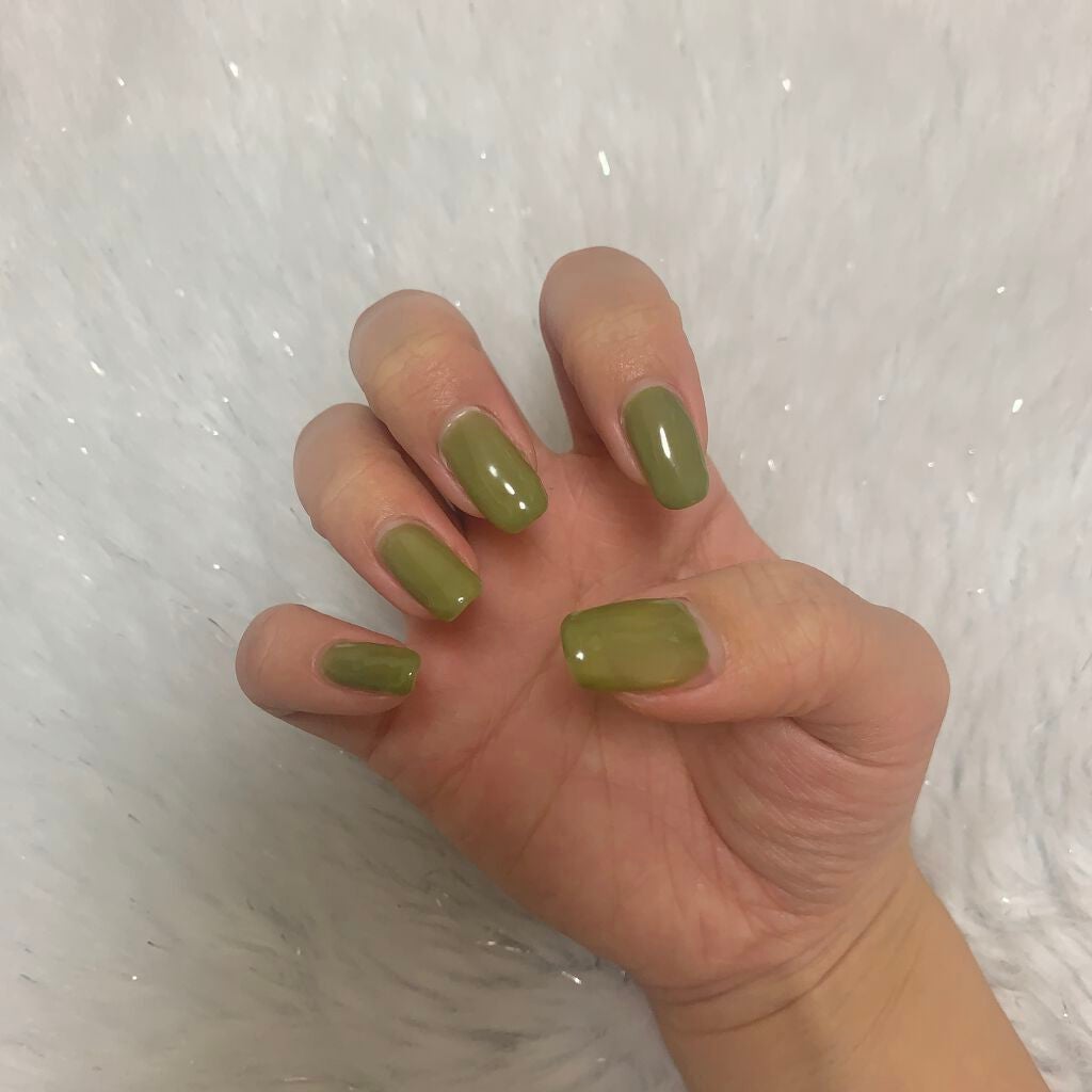 m on LIPS 「セルフジェルネイル12月前半ネイル♡カーキ×ピスタチオカラーを..」(1枚目)
