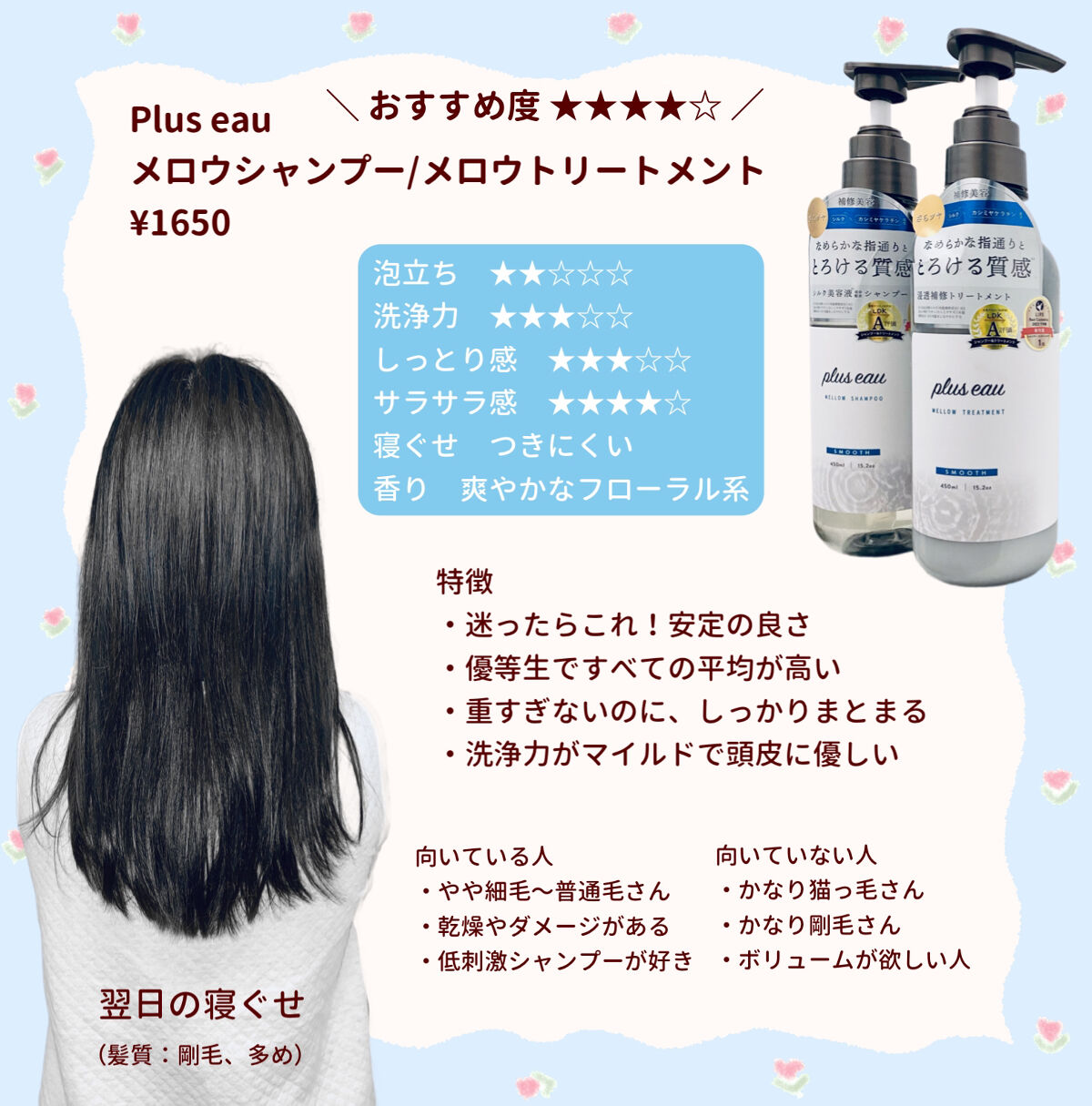 ディープモイスト シャンプー1.0／ヘアトリートメント2.0/&honey/市販シャンプーを使ったクチコミ（3枚目）