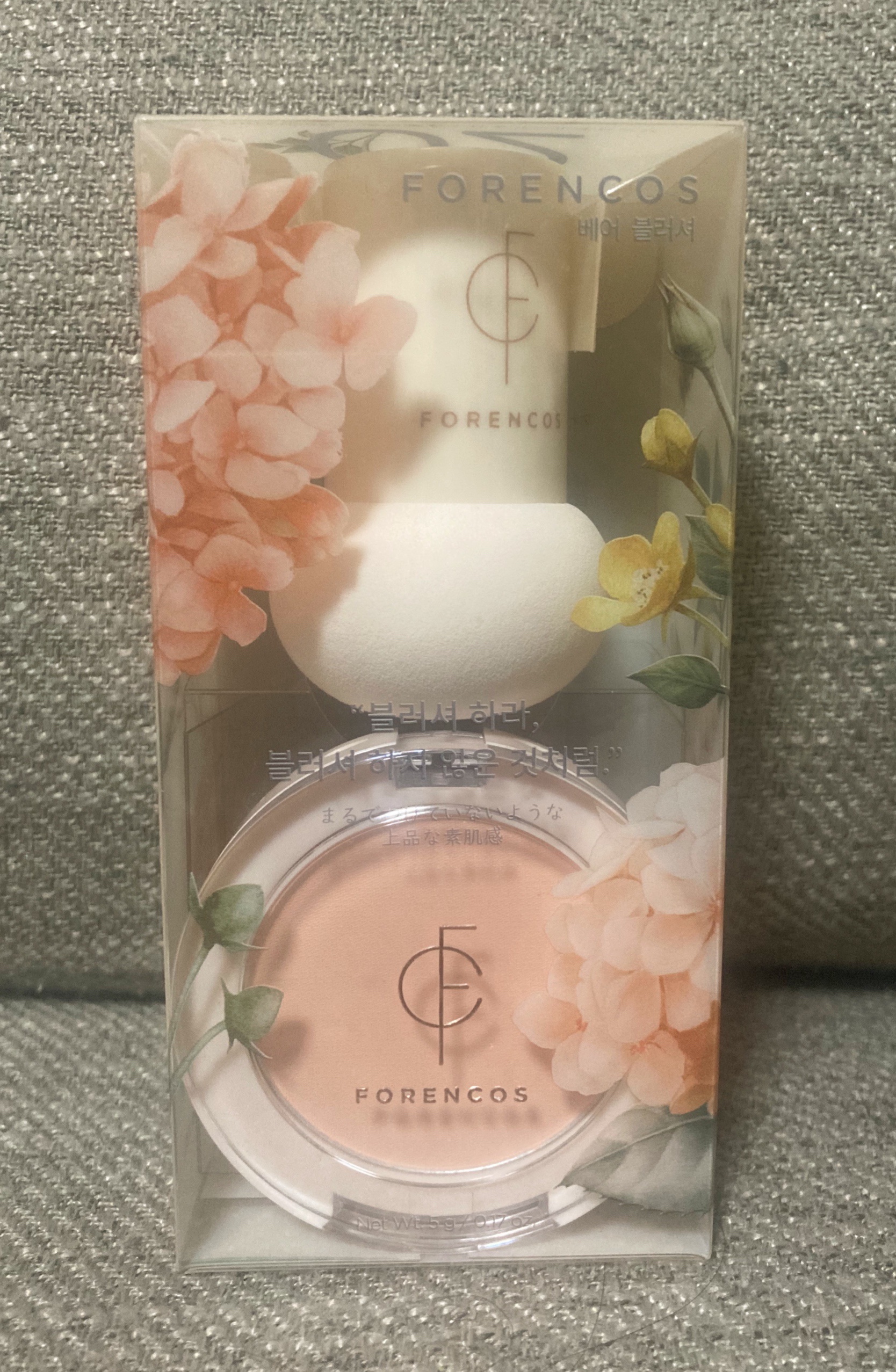 ベアブラッシャー パフ付き 02 オランジェ/フォレンコス/パウダーチークを使ったクチコミ（1枚目）