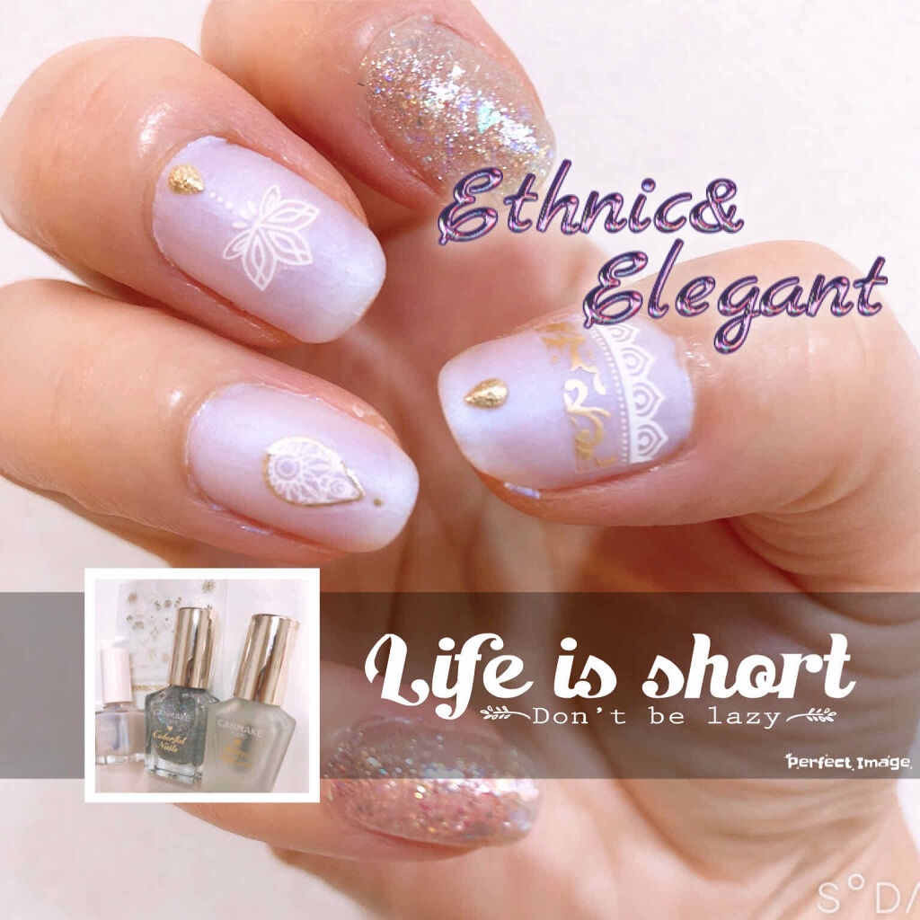 カラフルネイルズ キャンメイクを使った口コミ ホワイト グリッターで簡単エスニック ネイ By シエスタ 乾燥肌 40代前半 Lips