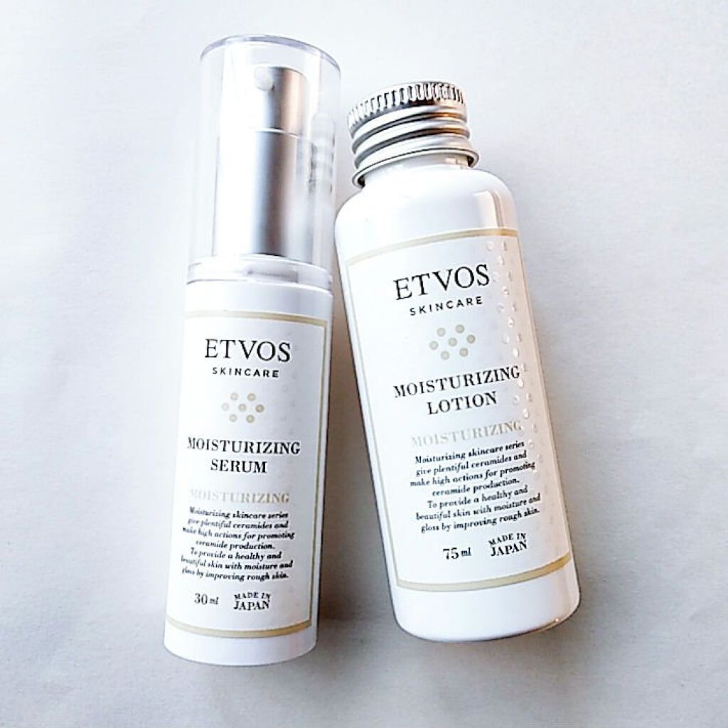 ETVOSのローションとセラム！
セットで￥3190でした

❁界面活性剤、鉱物油、シリコン、タール系色素、合成香料、パラベン、アルコール不使用
❁どちらもヒト型セラミド配合


■ETVOS モイスチャライジングセラム
    (保湿美容