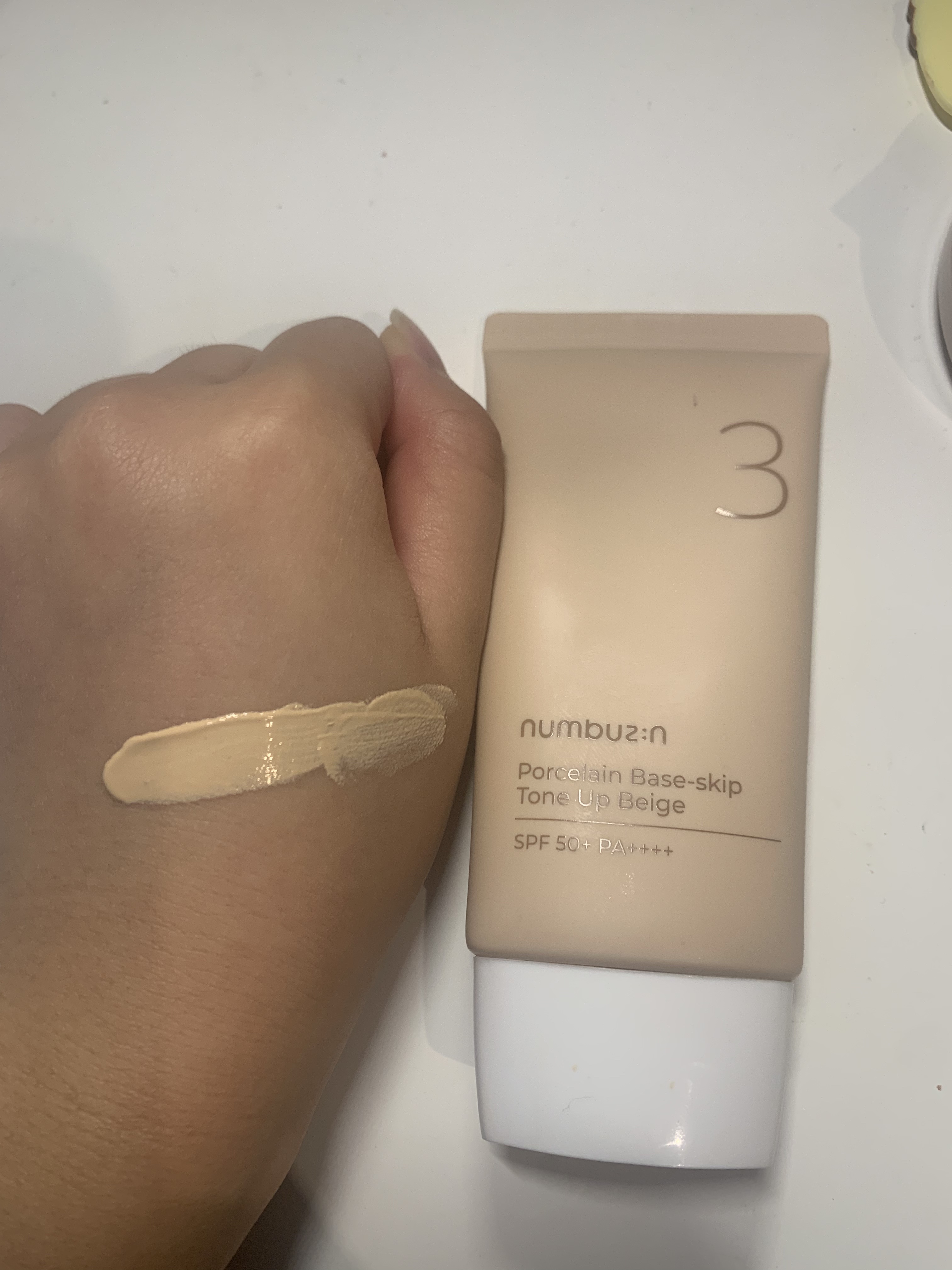 3番 ノーファンデ陶器肌トーンアップクリーム/numbuzin/化粧下地を使ったクチコミ（1枚目）