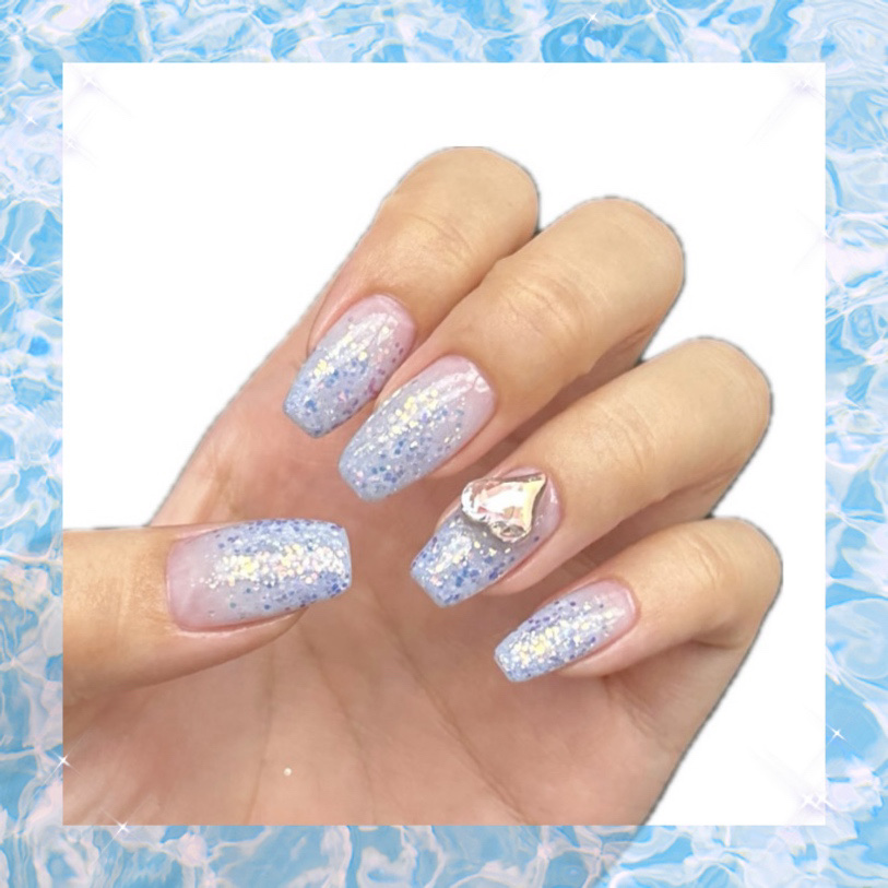 #ブルーネイル,#水色ネイル,#夏ネイル,#梅雨ネイルのネイルデザイン