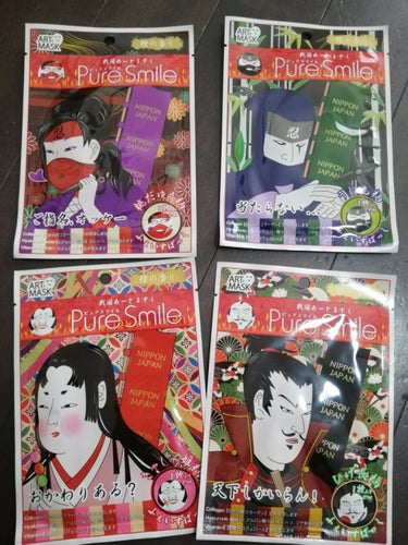 Pure Smile 戦国アートマスクのクチコミ「Pure Smile　戦国アートマスク
200円やったしおもろそうやから購入

ピュアスマイル.....」（2枚目）