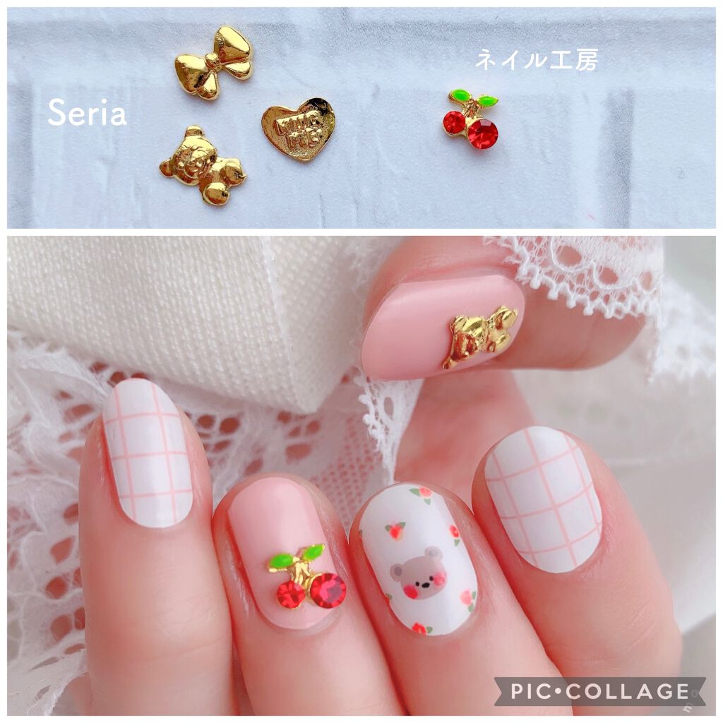 セリア Gelato Factoryのネイルシール パーツを使った口コミ くまさんネイルシール 可愛いデザインのネイルシール By Borotama 混合肌 Lips