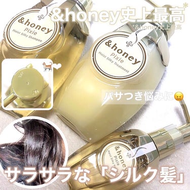 &honey シルキー　スムースモイスチャー　シャンプー　1.0/ヘアトリートメント　2.0のクチコミ「パサつき悩みに😖

史上最高*にサラサラな「シルク髪」🤍*&honey史上最高

大人気&ho.....」（1枚目）