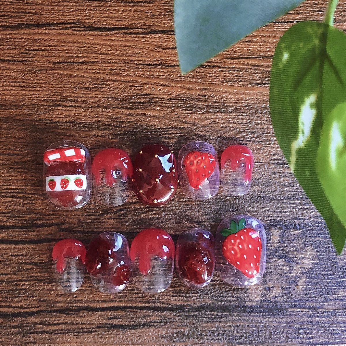 #ネイル,#ジェルネイル,#いちごネイル,#いちごジャムネイル,#春ネイル,#クリアネイル,#3dネイル,#立体ネイルのネイルデザイン