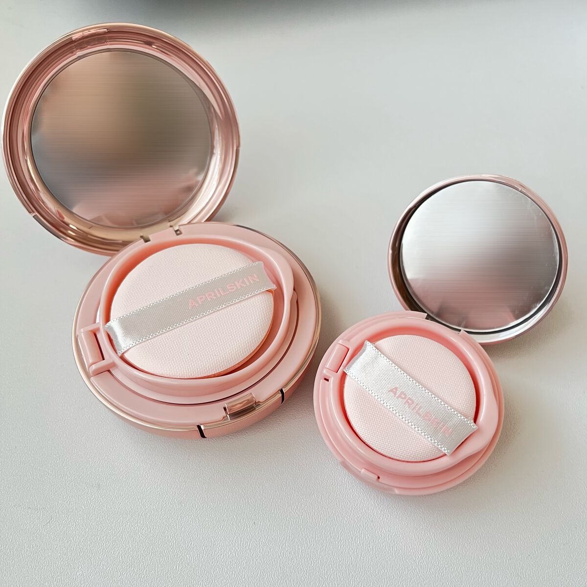 ハイパーカバーフィットクッション ピンク(桜エディション)/APRILSKIN/クッションファンデーションを使ったクチコミ(2枚目)