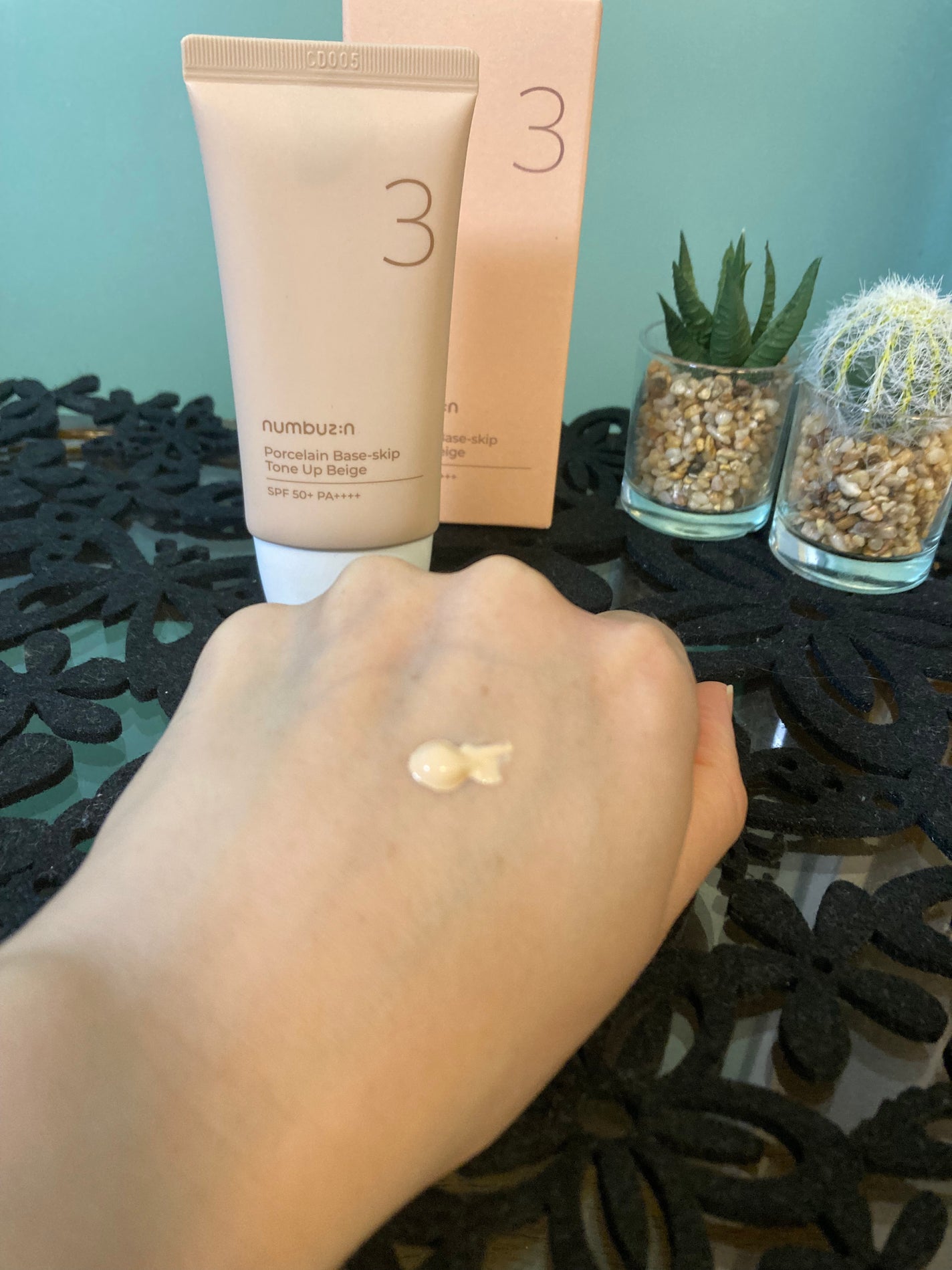 3番 ノーファンデ陶器肌トーンアップクリーム/numbuzin/化粧下地を使ったクチコミ(2枚目)