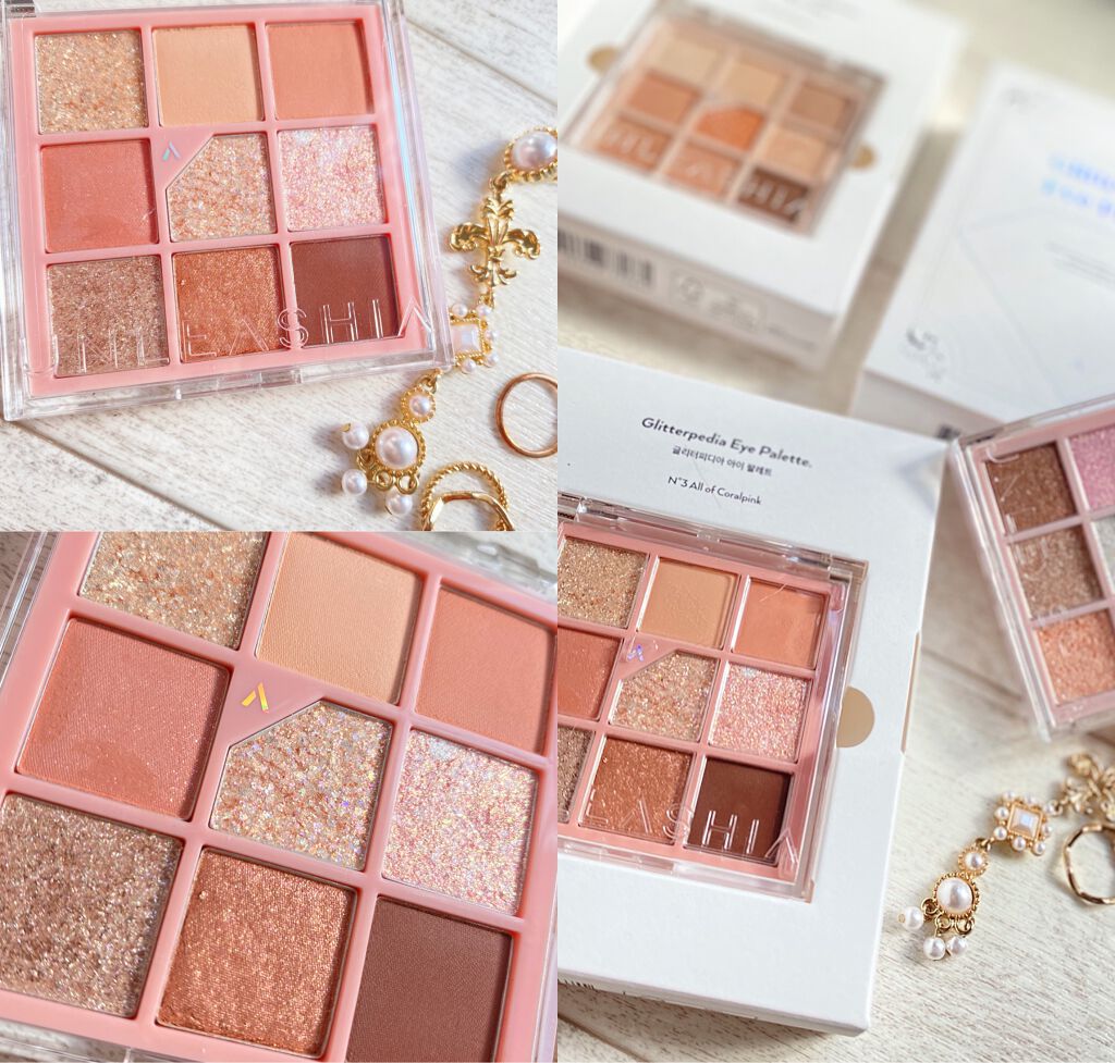 グリッターペディアアイパレット N°3オールオブコーラルピンク/unleashia/アイシャドウパレットを使ったクチコミ（2枚目）