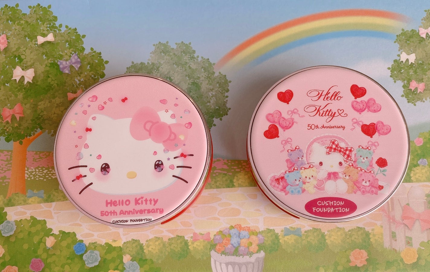 ハローキティ50周年デザイン クッションファンデーション/郵便局物販サービス/クッションファンデーションを使ったクチコミ(1枚目)