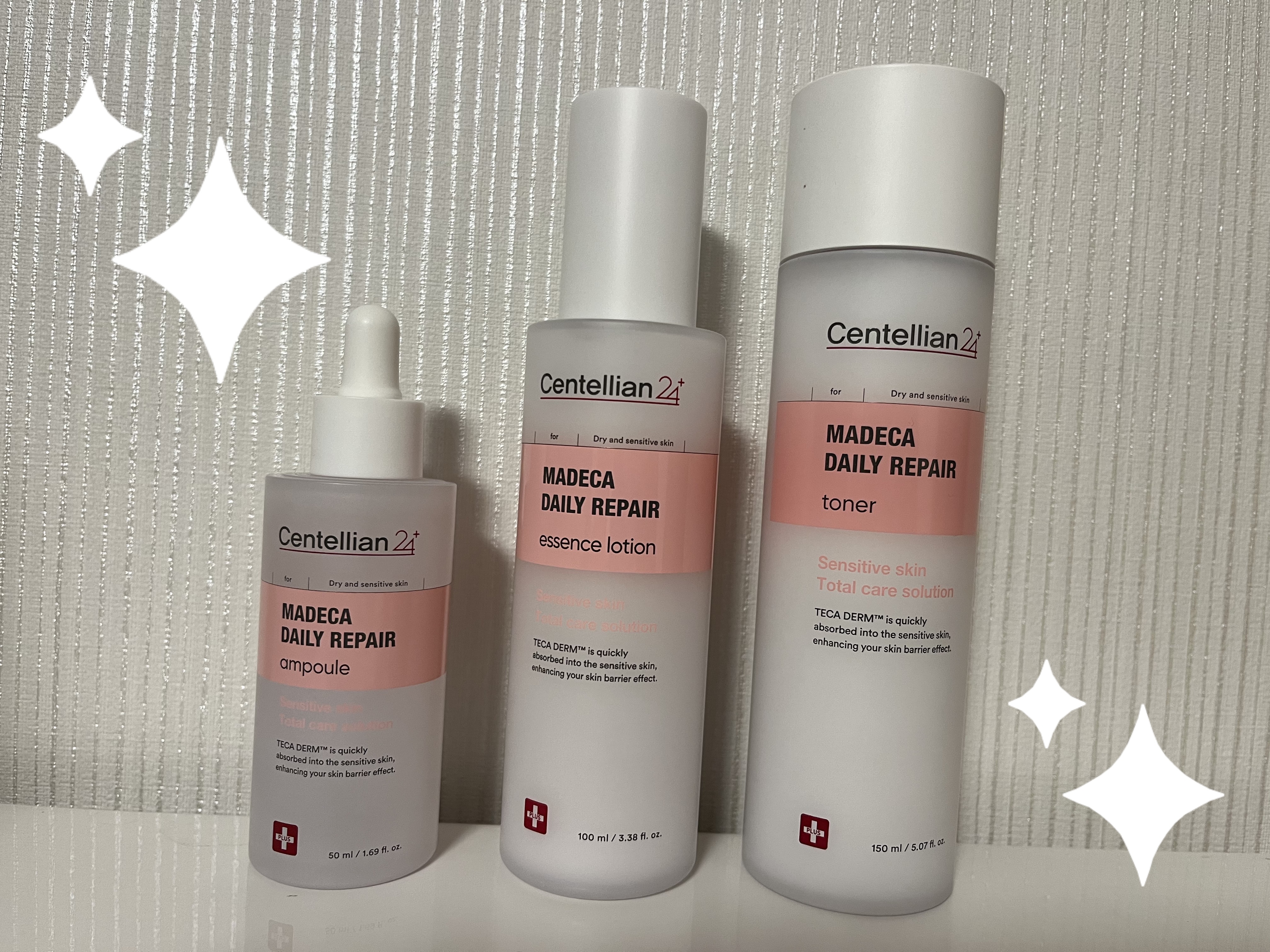 ✼••┈┈••✼••┈┈••✼••┈┈••✼••┈┈••✼
今回Centellian24をお試しさせて頂きました✧︎*。
とっても豪華なセットを
本当にありがとうございます🙇‍♀️

✧︎*。マデカデイリーリペアライン✧︎*。

アンプル