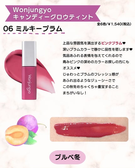 ウォンジョンヨ キャンディーグロウティント/Wonjungyo/リップティントを使ったクチコミ(8枚目)