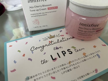 Innisfree
チェリーブロッサム トーンアップクリーム
UV SPF30/PA++

LIPSからのプレゼント🎁

めっちゃ嬉しい☺️💗💗💗

とっても伸びが良くて、匂いも良い！！！！
日焼け止め