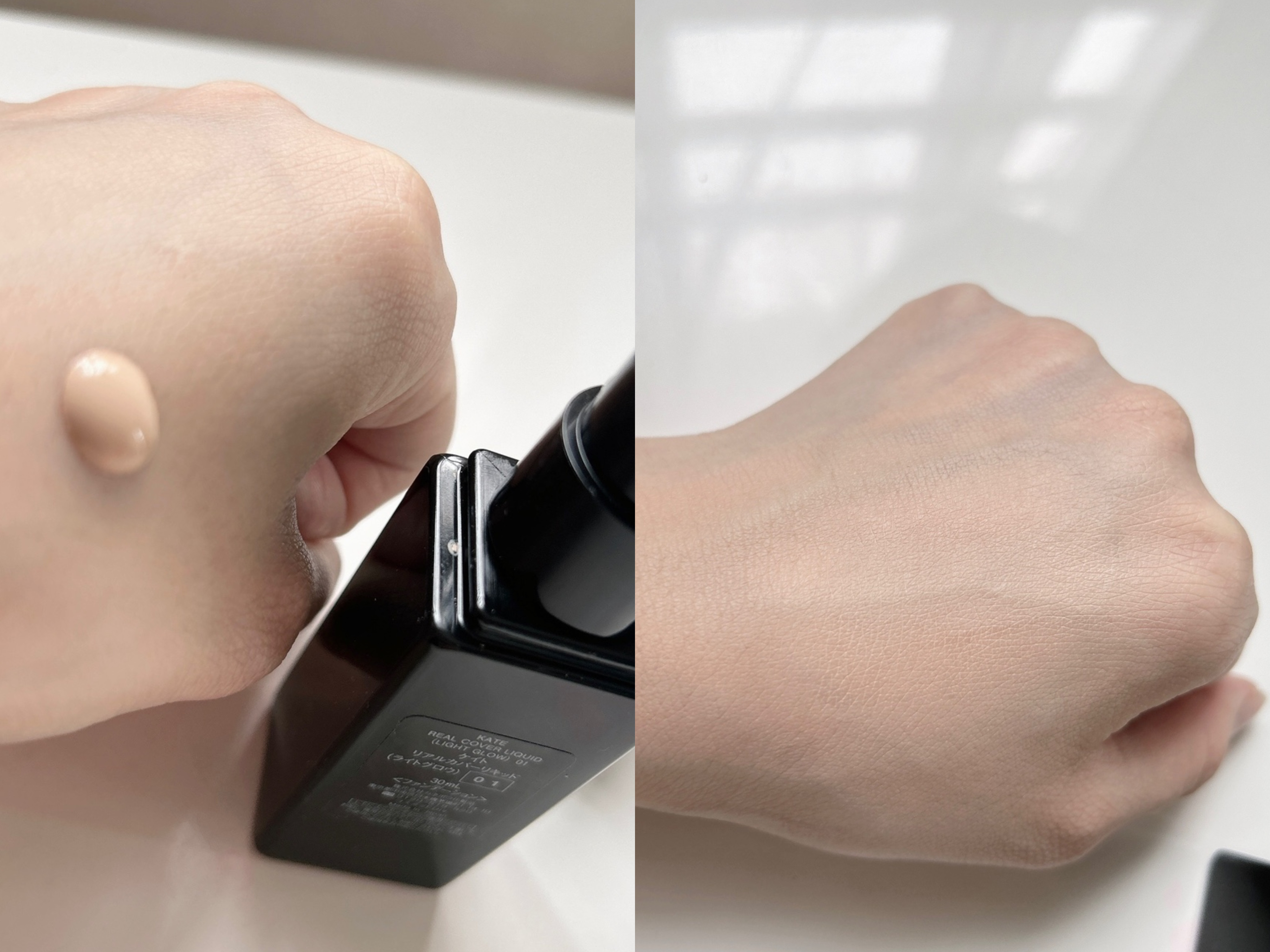 リアルカバーリキッド（ライトグロウ） 01 やや明るめの色/KATE/リキッドファンデーションを使ったクチコミ（2枚目）