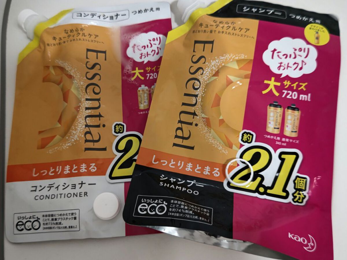 しっとりまとまる シャンプー／コンディショナー シャンプー つめかえ用 340ml/エッセンシャル/市販シャンプーを使ったクチコミ（1枚目）