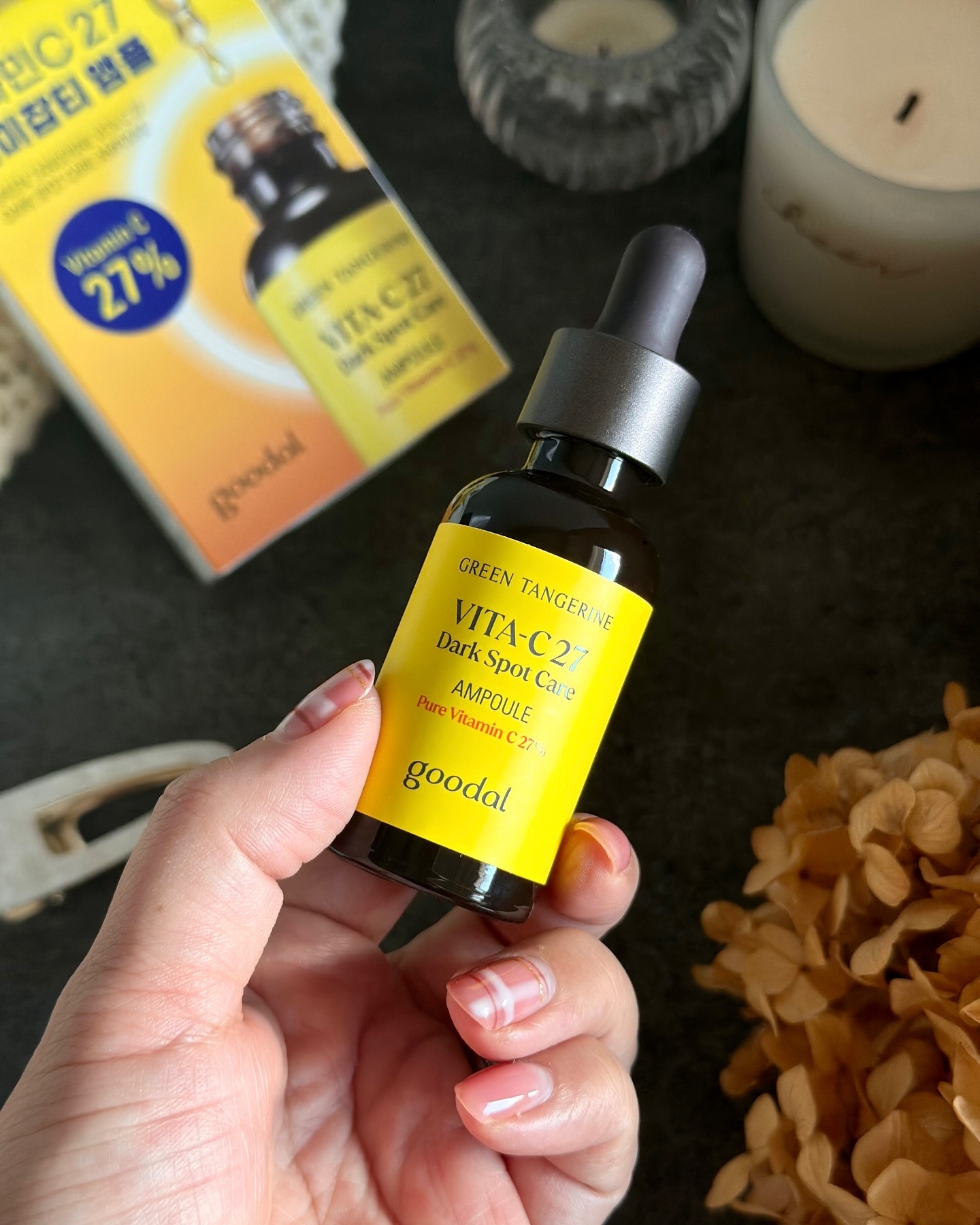 グリーンタンジェリンビタC27ダークスポットケアアンプル/goodal/美容液を使ったクチコミ（2枚目）