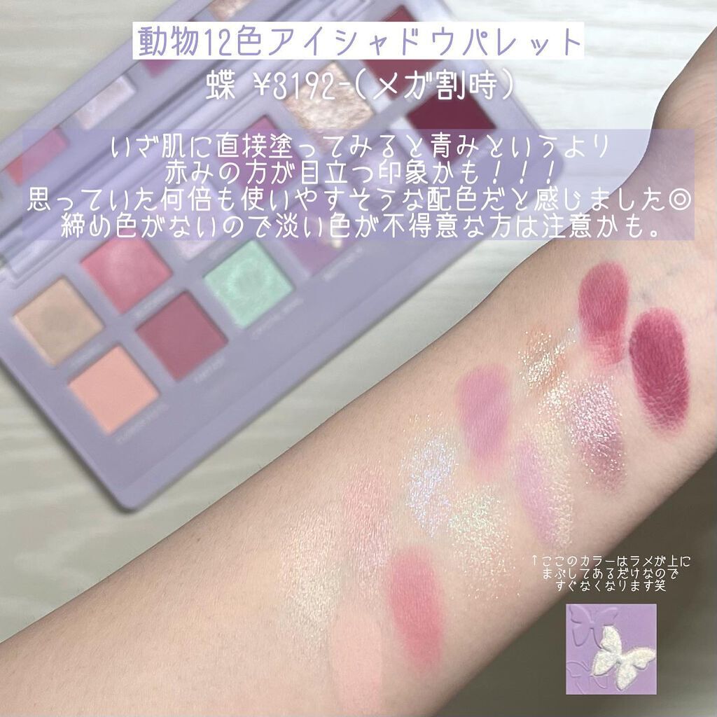 エクスプローラ12色 動物アイシャドウパレット バタフライ/PERFECT DIARY/アイシャドウパレットを使ったクチコミ（3枚目）