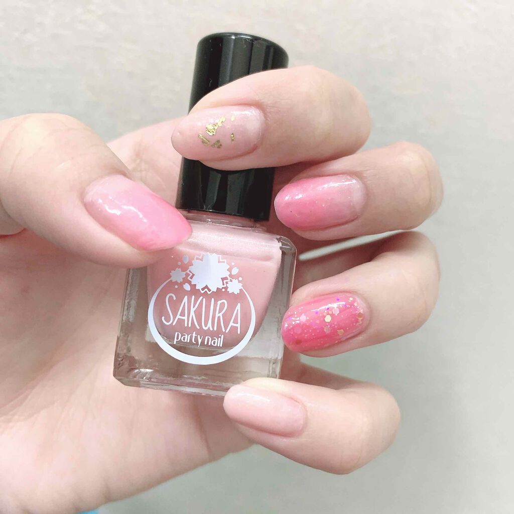 さくらパーティネイル/セリア/マニキュアを使ったクチコミ（2枚目）