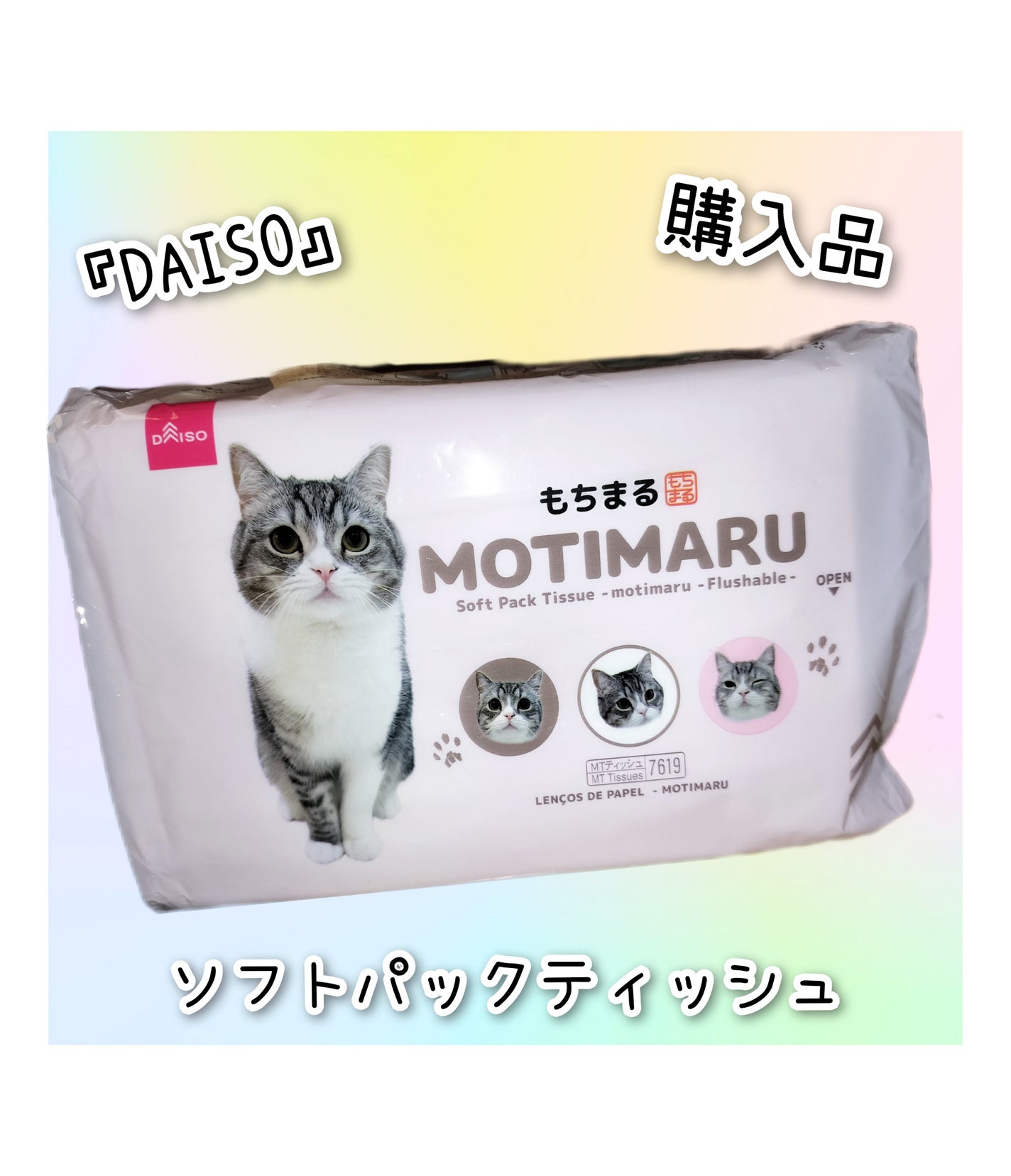 ソフトパックティッシュ(もちまる、水に流せるタイプ)/DAISO/ティッシュを使ったクチコミ(1枚目)