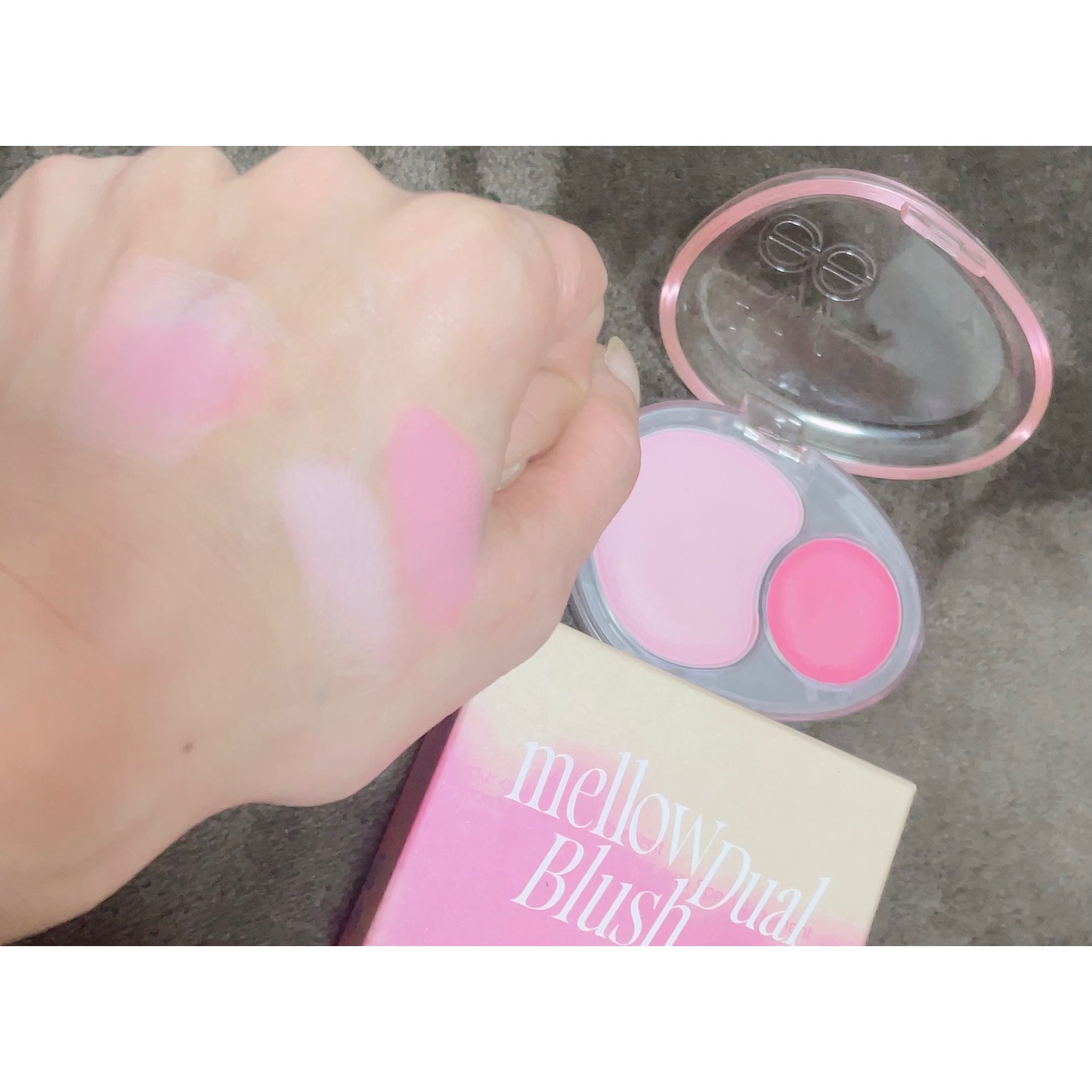 デュアルチークメロウ PK02 フォールインハイキー/fwee/ジェル・クリームチークを使ったクチコミ（1枚目）