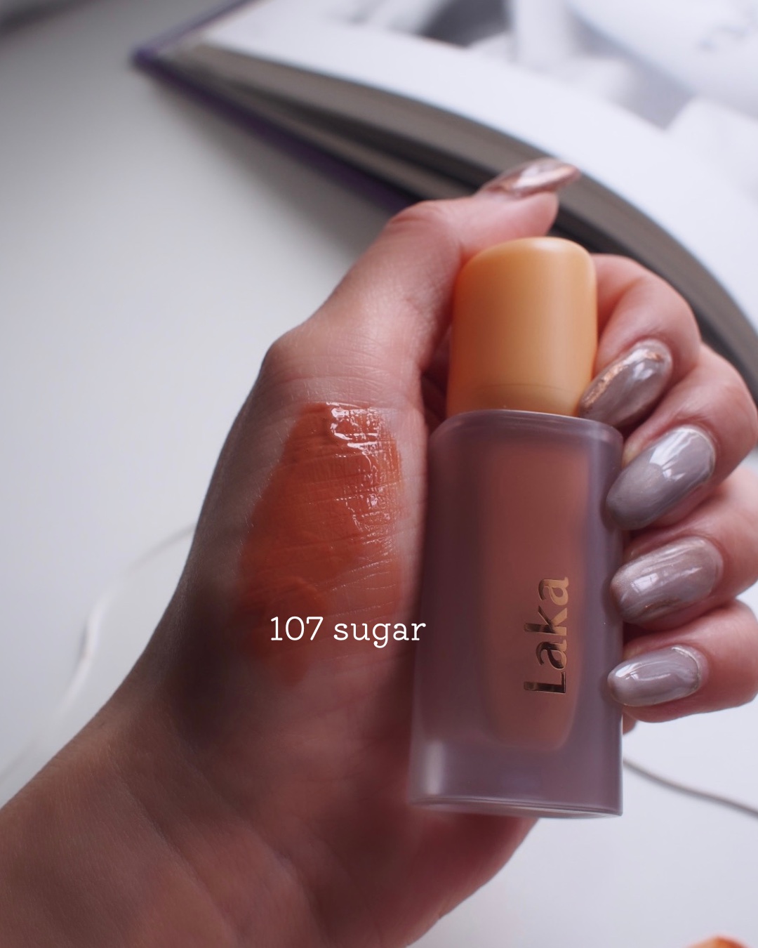 フルーティーグラムティント 107 シュガー/Laka/リップティントを使ったクチコミ（3枚目）