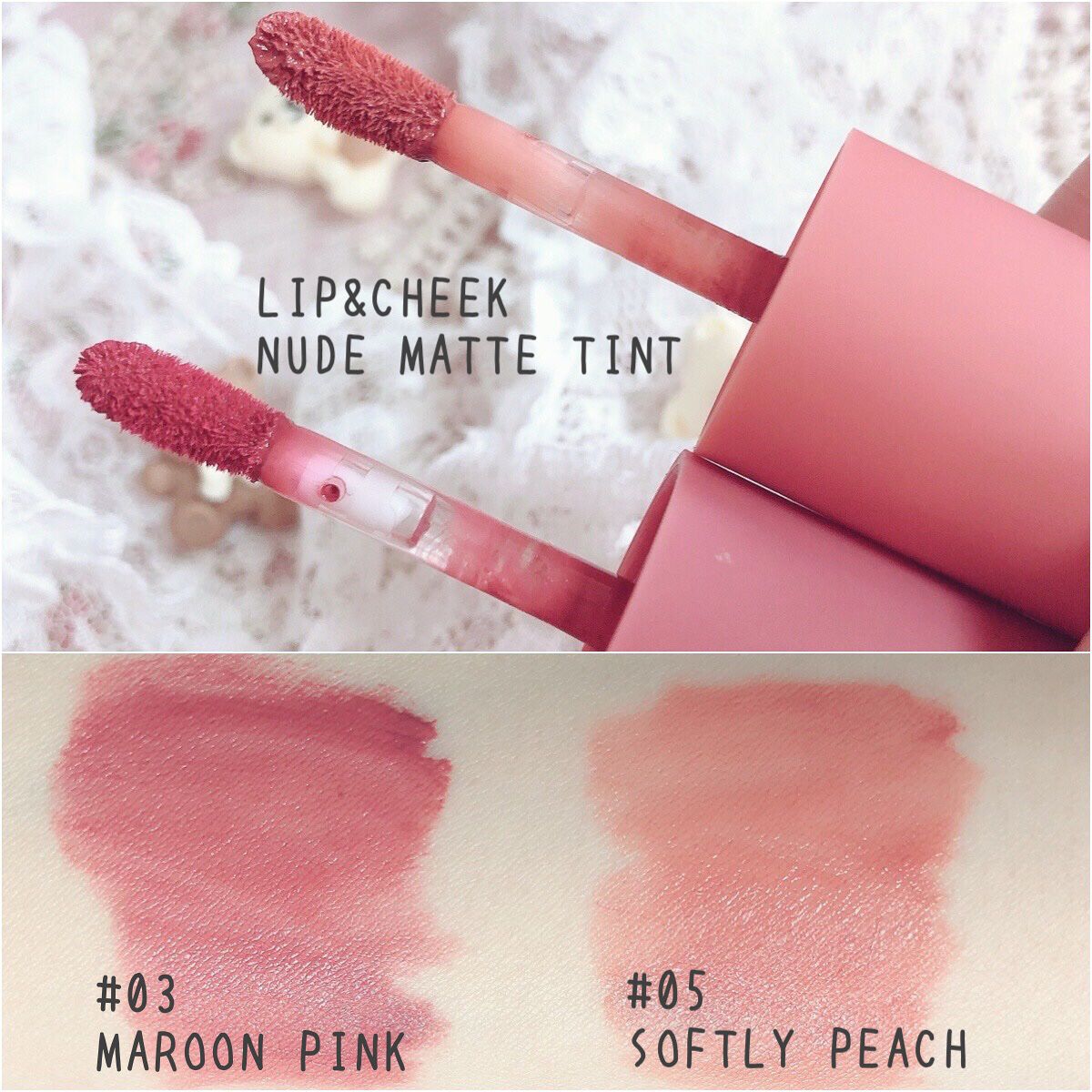 リップアンドチーク ヌードマットティント/CathyDoll/リップティントを使ったクチコミ(3枚目)