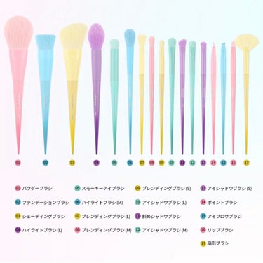 Docolor DoColor メイクブラシのクチコミ「𝐃𝐨𝐜𝐨𝐥𝐨𝐫
メイクブラシセット 17本🍭

Xで当選😁
17本のメイクブラシを頂きました🎁.....」（3枚目）