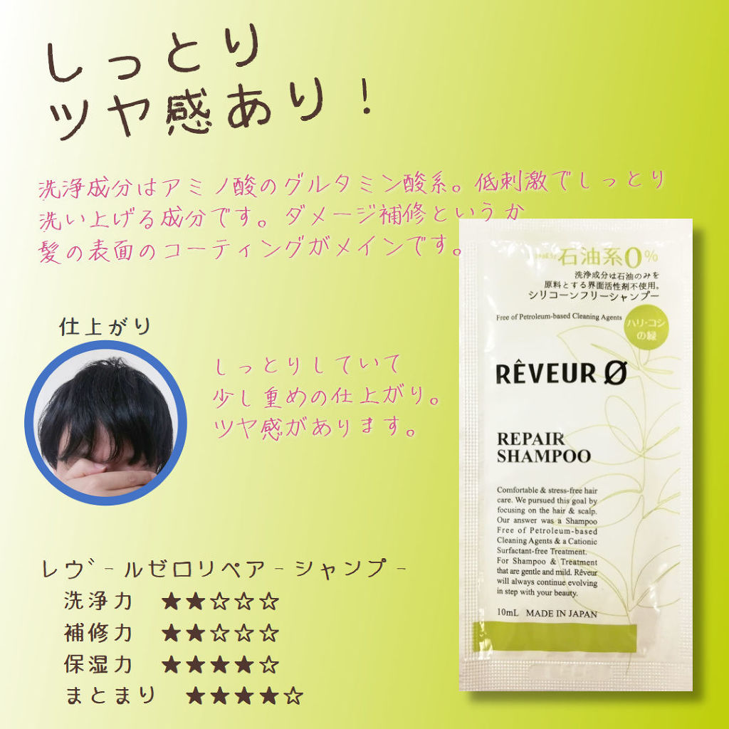 レヴール ゼロ リペア シリコーンフリーシャンプー/Reveur(レヴール)/市販シャンプーを使ったクチコミ（1枚目）