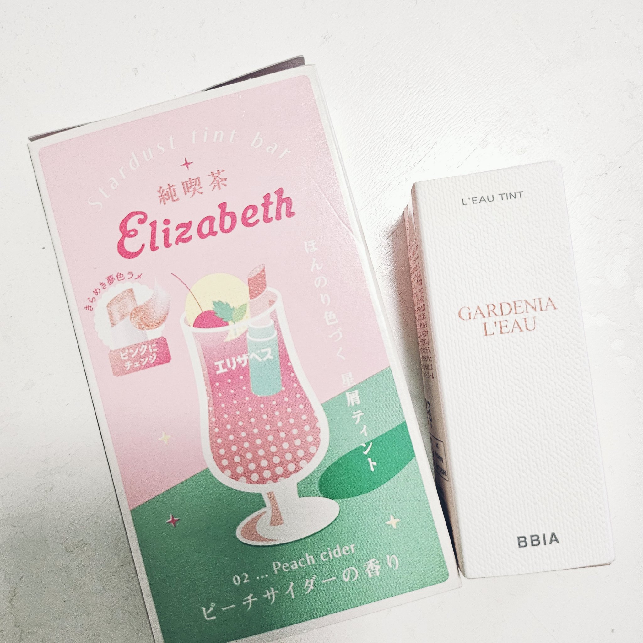 ◎BBIA - L'EAU TINT
　(01 GARDENIA L'EAU) ¥1,600
◎純喫茶エリザベス - Stardust tint bar
　(02 Peach cider) ¥1,540


話題の飲み会リップ、ローティント