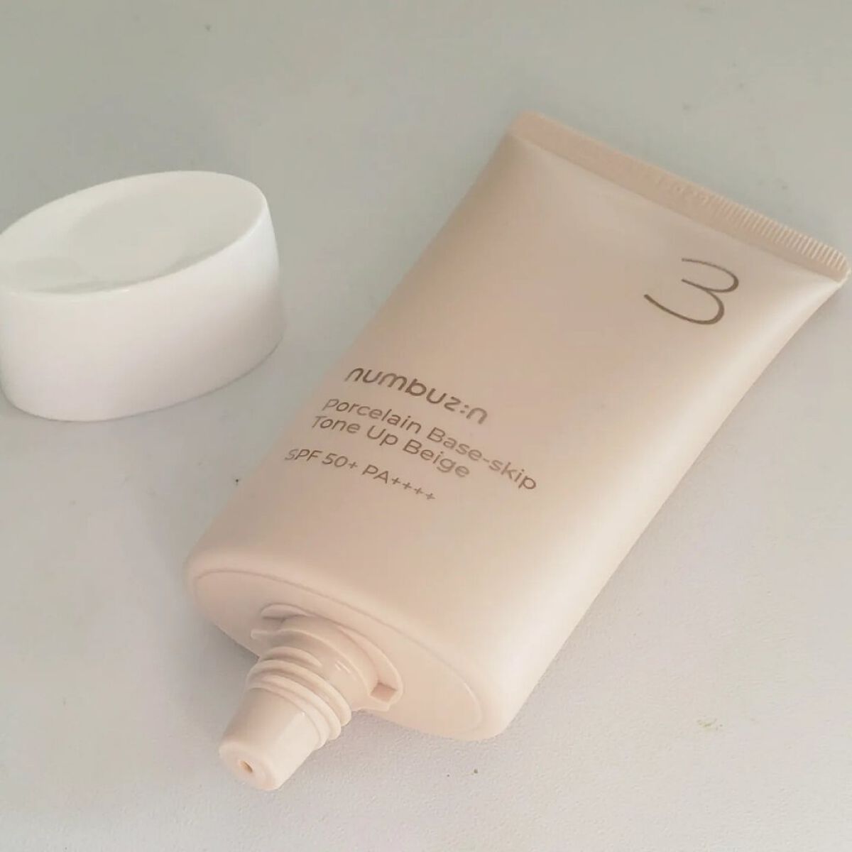 3番 ノーファンデ陶器肌トーンアップクリーム/numbuzin/化粧下地を使ったクチコミ(2枚目)